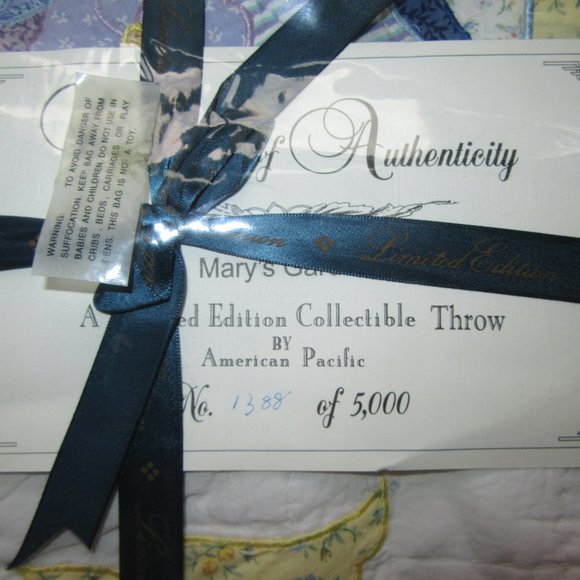 MARY'S GARDEN COLLECTIBLE QUILT/NUMBERED/FLORAL/NO SIZE/TWIN?/NEW! - Picture 2 of 7